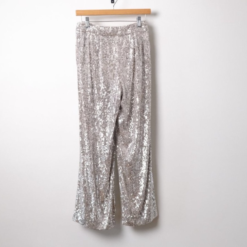 Express High Waisted Sequin Pleated Cropped Trouser Size Small - Picture 11 of 12